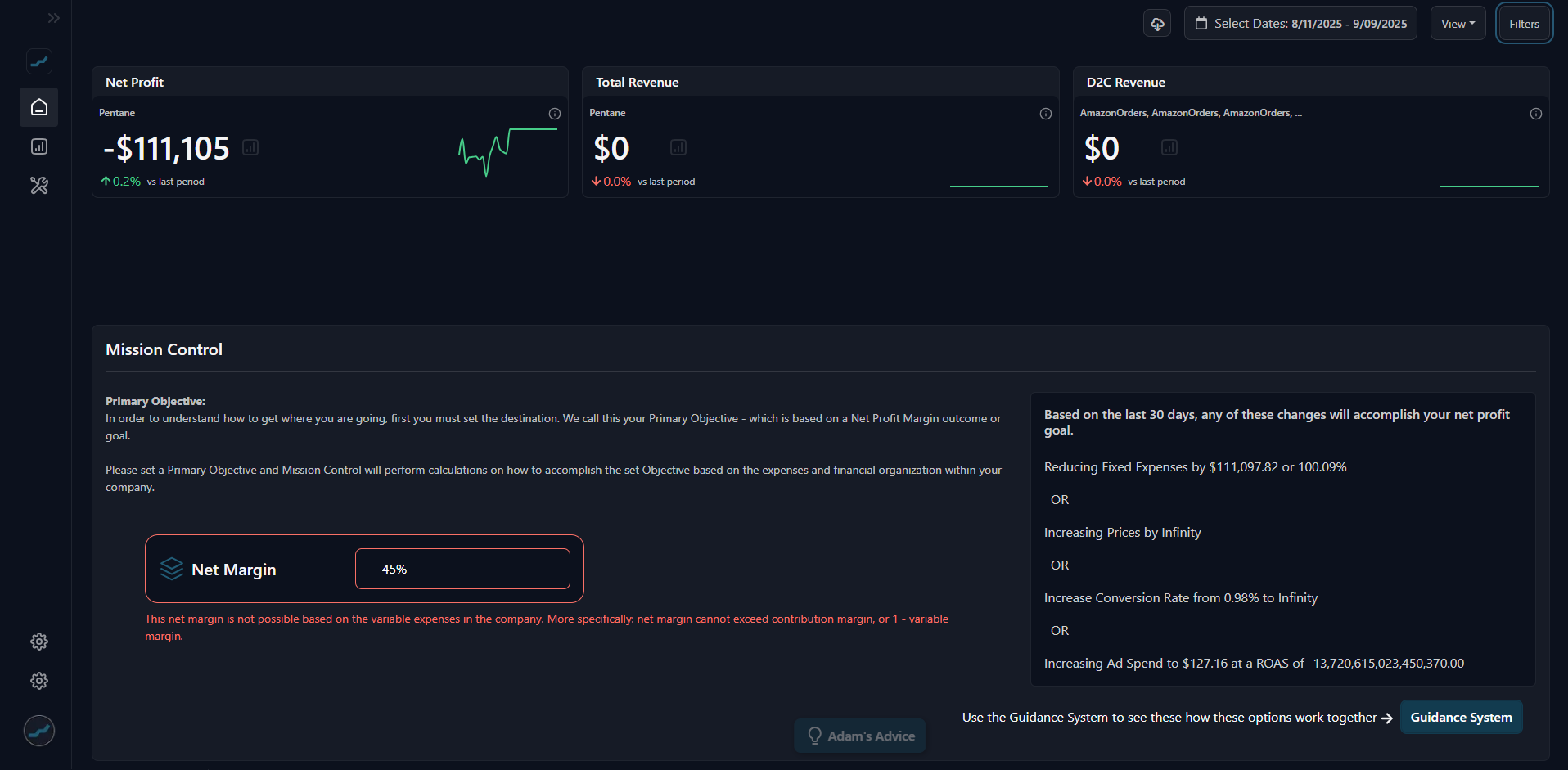 Pentane Dashboard