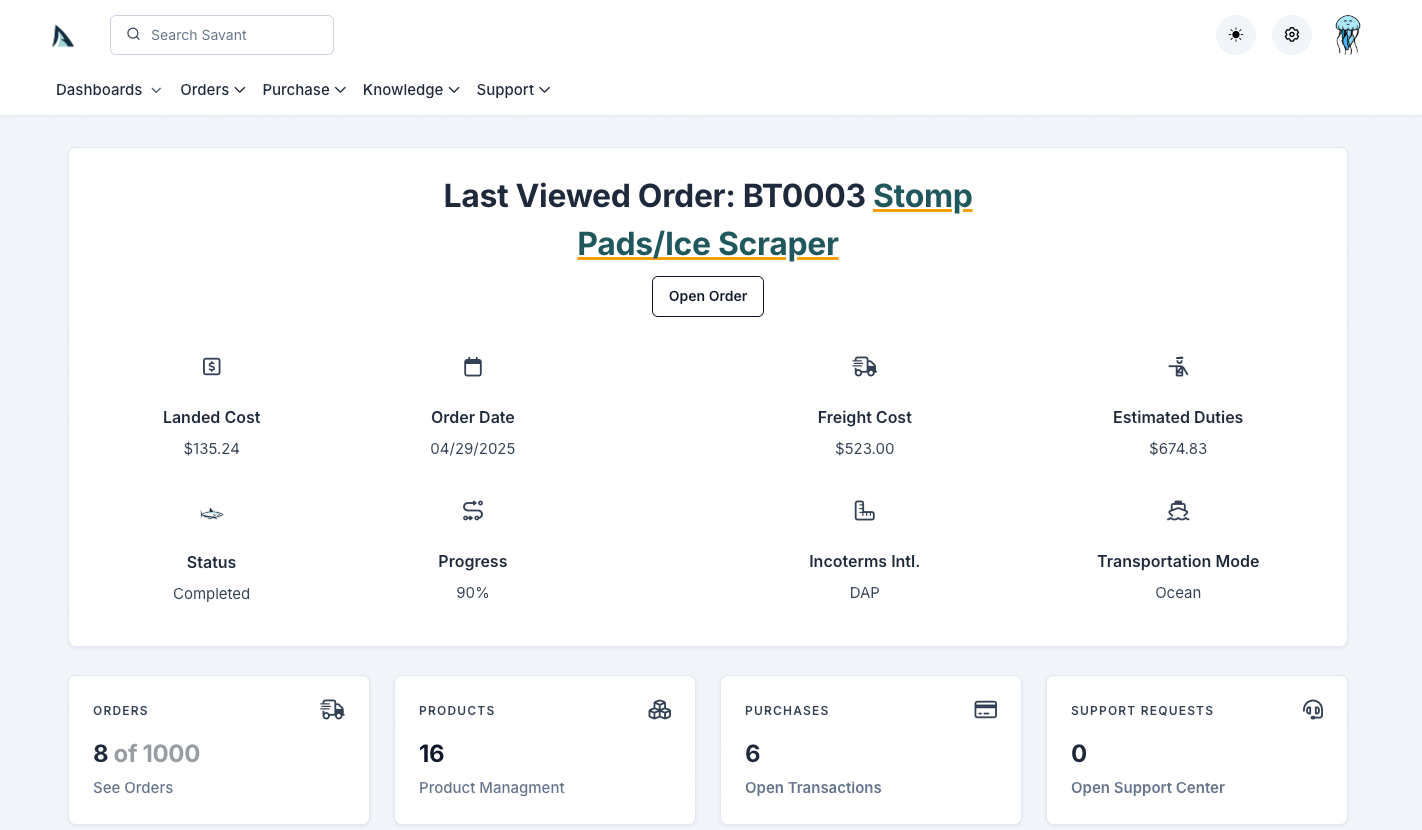 Savant Dashboard